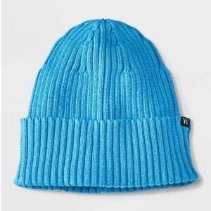Beanie Hat Blue Knit One Size By Houston White Winter Ski Hat Unisex
